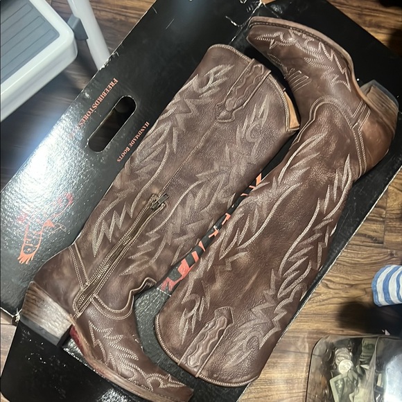 freebird Shoes - Freebird wonder tall Classic Brown Western Cowboy Boots with Elegant Stitching